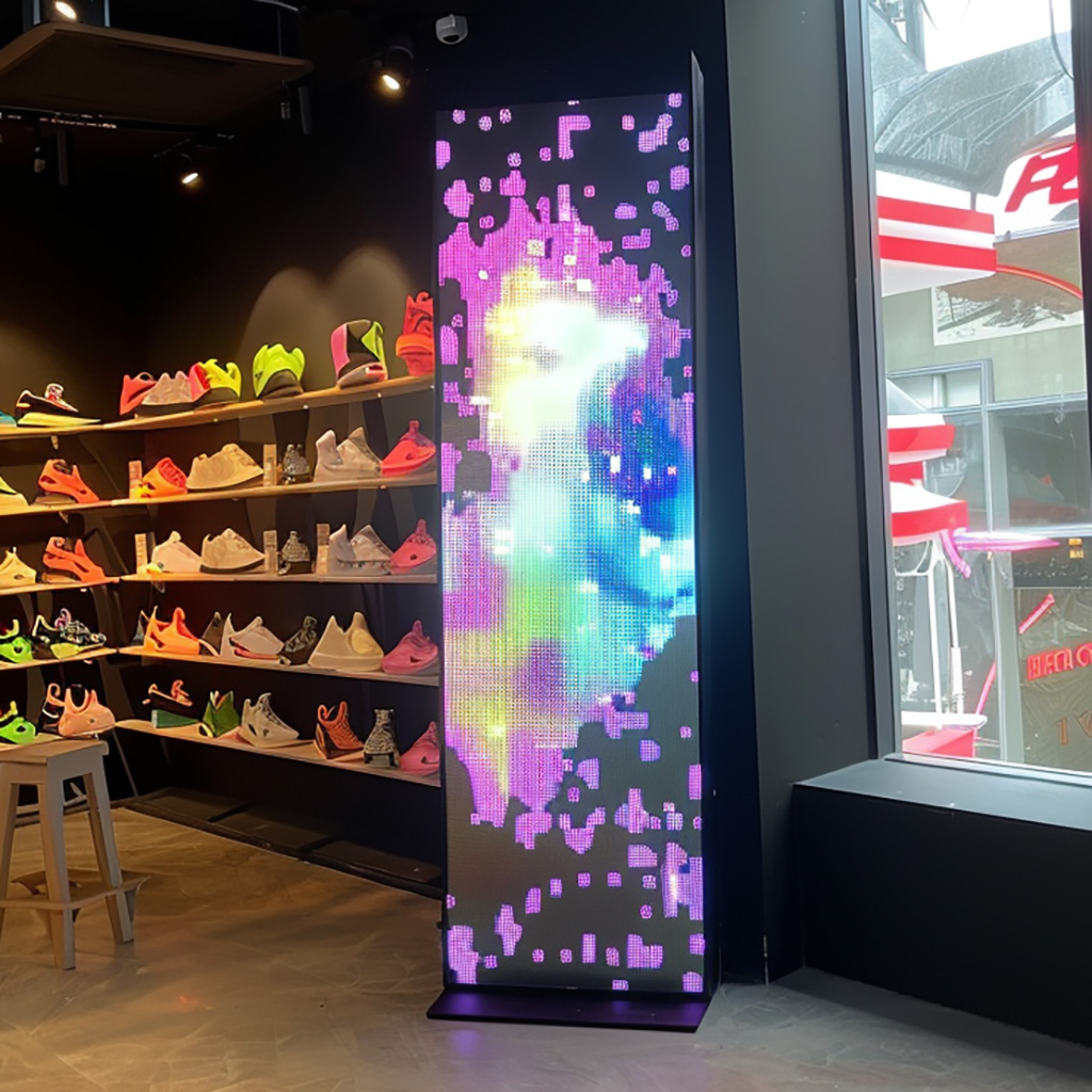 Totem LedWall display verticale con contenuti promozionali